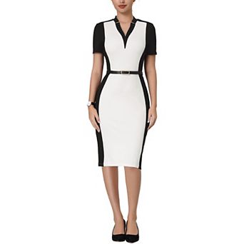 Women's Sheath Dress Contrast Color Office Pencil Dresses