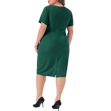 HuiSiFang Women's Patchwork Blazer Dress - Short Sleeve Business Pencil Dress For Office & Church