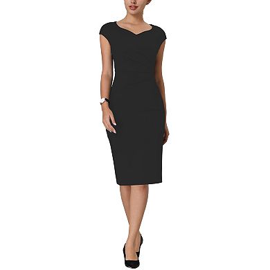 Women's 50s Sheath Dress Sweetheart Neck Pleated Side Pencil Dresses