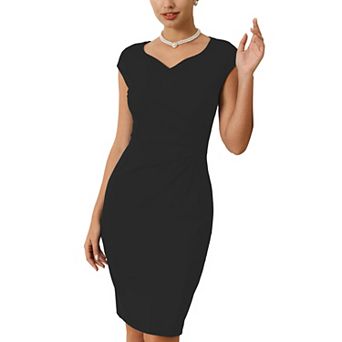 Women's 50s Sheath Dress Sweetheart Neck Pleated Side Pencil Dresses