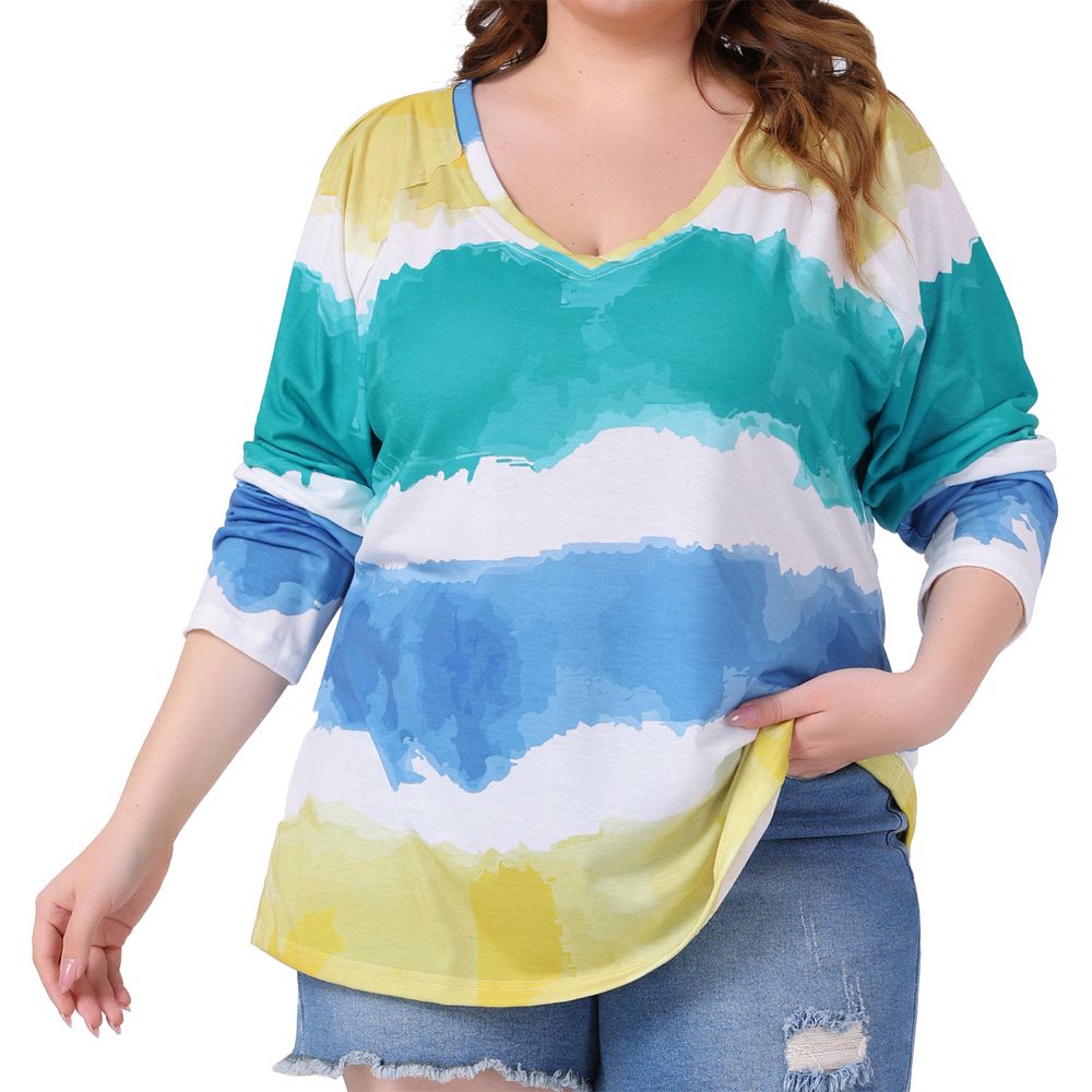 Rapbin Plus Size Women’s Long Sleeve Tops – V-Neck Floral Blouse, Lightweight Sweater For Fall & Winter (XL-5XL)