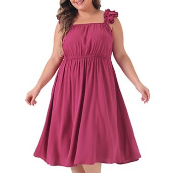 Plus Size Dress For Women Ruffle Cap Sleeve Shirred Waist A Line Beach Sun Dresses