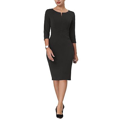 Women's Sheath Dress Zipper Neck Work Pencil Dresses