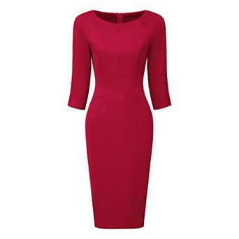 Women's Sheath Dress Zipper Neck Work Pencil Dresses