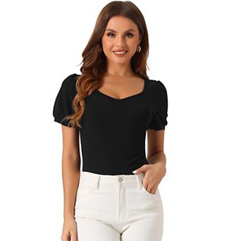 Body Suit Top For Women Short Sleeve Sweetheart Neck Bodysuit