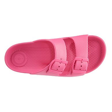 totes Women's Everywear Double Buckle Adjustable Slide Sandals