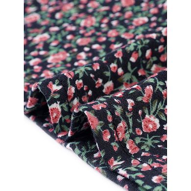 Plus Size Tops For Women Notched V Neck Short Sleeve Casual Floral Printed Blouse Tops