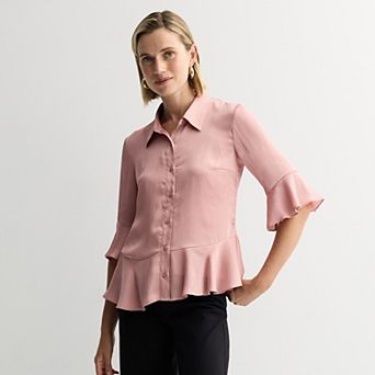 Women's Nine West Ruffle Hem Shirt