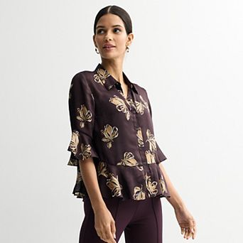Women's Nine West Ruffle Hem Shirt