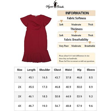 Plus Size Dress For Women Wrap V Neck Ruffled Short Sleeve Cocktail Dresses Party Wrap Dress