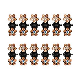 12 pc Mini Hair Claw Clip Small Rhinestone Hair Clips For Women