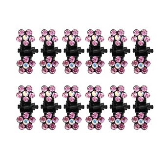 12 pc Mini Hair Claw Clip Small Rhinestone Hair Clips For Women