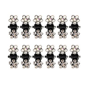 12 pc Mini Hair Claw Clip Small Rhinestone Hair Clips For Women