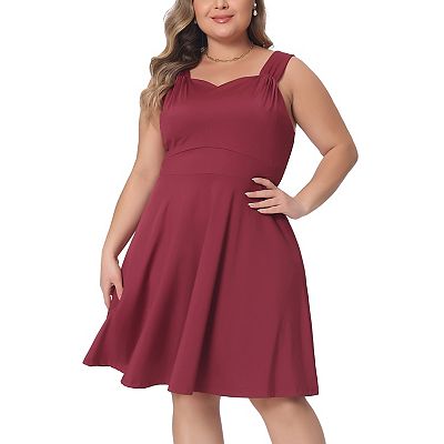 Plus Size Sleeveless Dress For Women Sweetheart Neck A-line Cocktail  Bridesmaid Party Short Dress