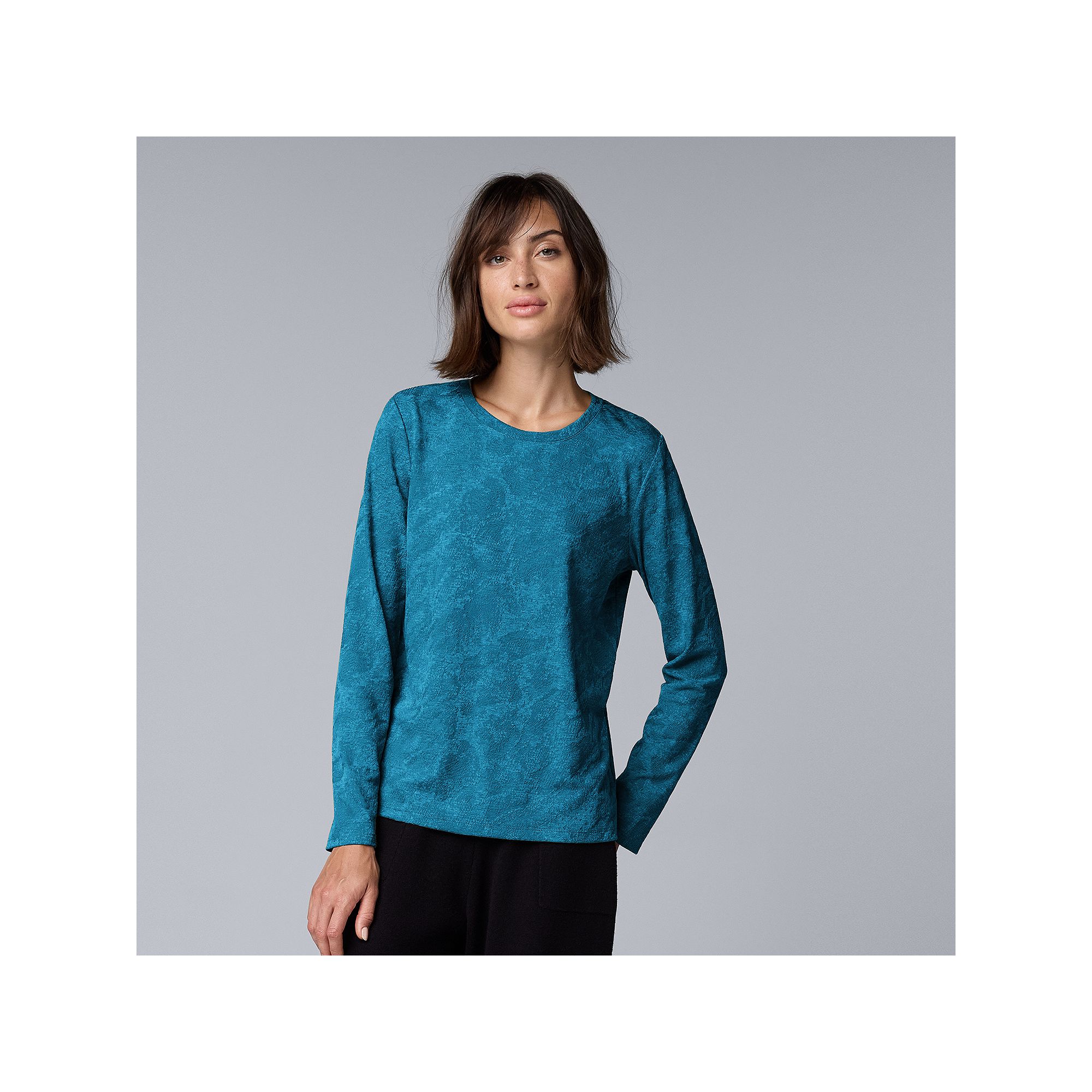 Womens Simply Vera Vera Wang Long Sleeve Crew Neck Tee, Size: XXL, Paradis