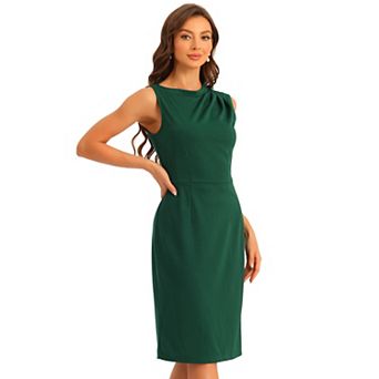 Business Casual Dress For Women's Stand Collar Sleeveless Knee Length Sheath Dress