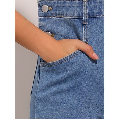 Vintage Denim Shorts Overalls for Women Summer Adjustable Strap Bib Jeans Shortalls