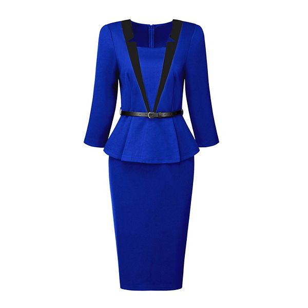 collar peplum dress WHITE COLLAR PEPLUM DRESS