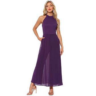 Jumpsuit for Women Sleeveless Halter Neck Belted Elegant Wedding Cocktail Dressy Jumpsuits