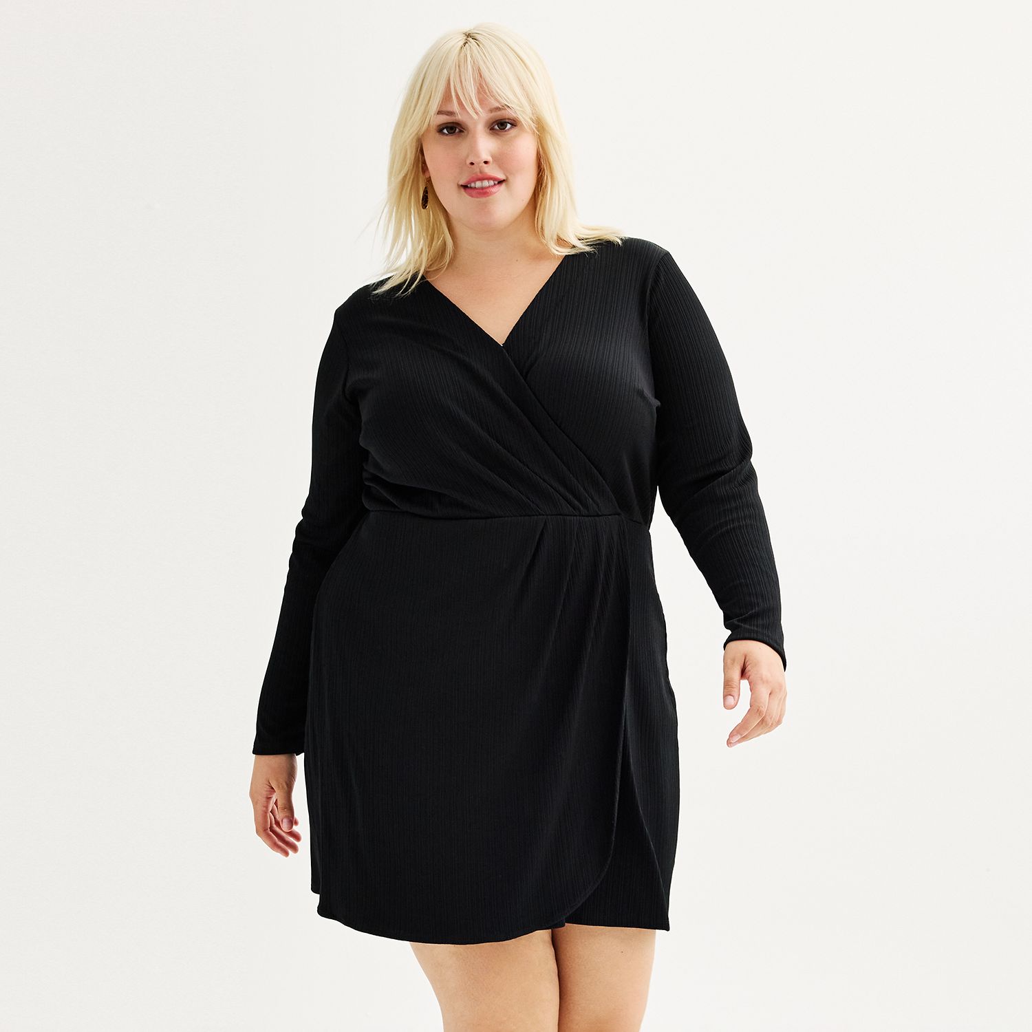 Plus Size Nine West Long Sleeve Wrap Dress