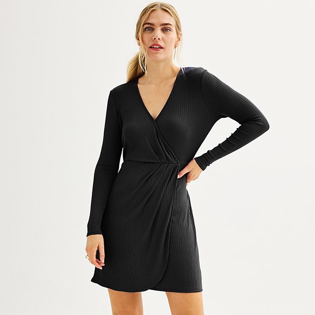 Petite black wrap dress orders