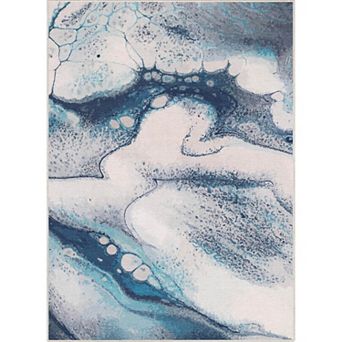 Well Woven Abstract Blue Modern Area Rug
