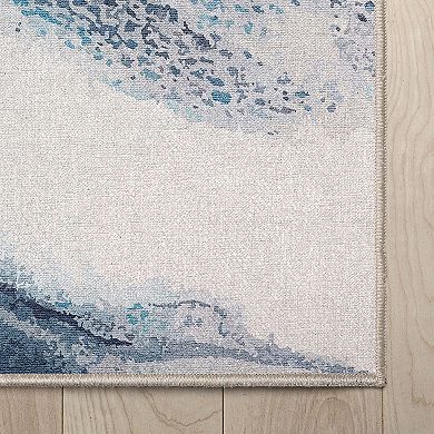 Well Woven Abstract Blue Modern Area Rug