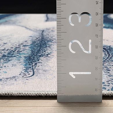 Well Woven Abstract Blue Modern Area Rug