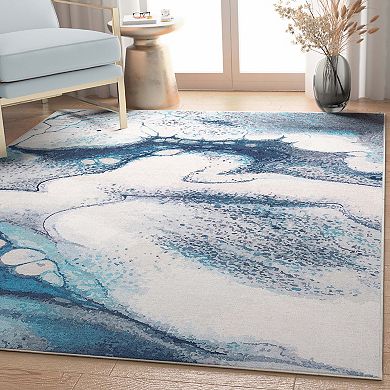 Well Woven Abstract Blue Modern Area Rug