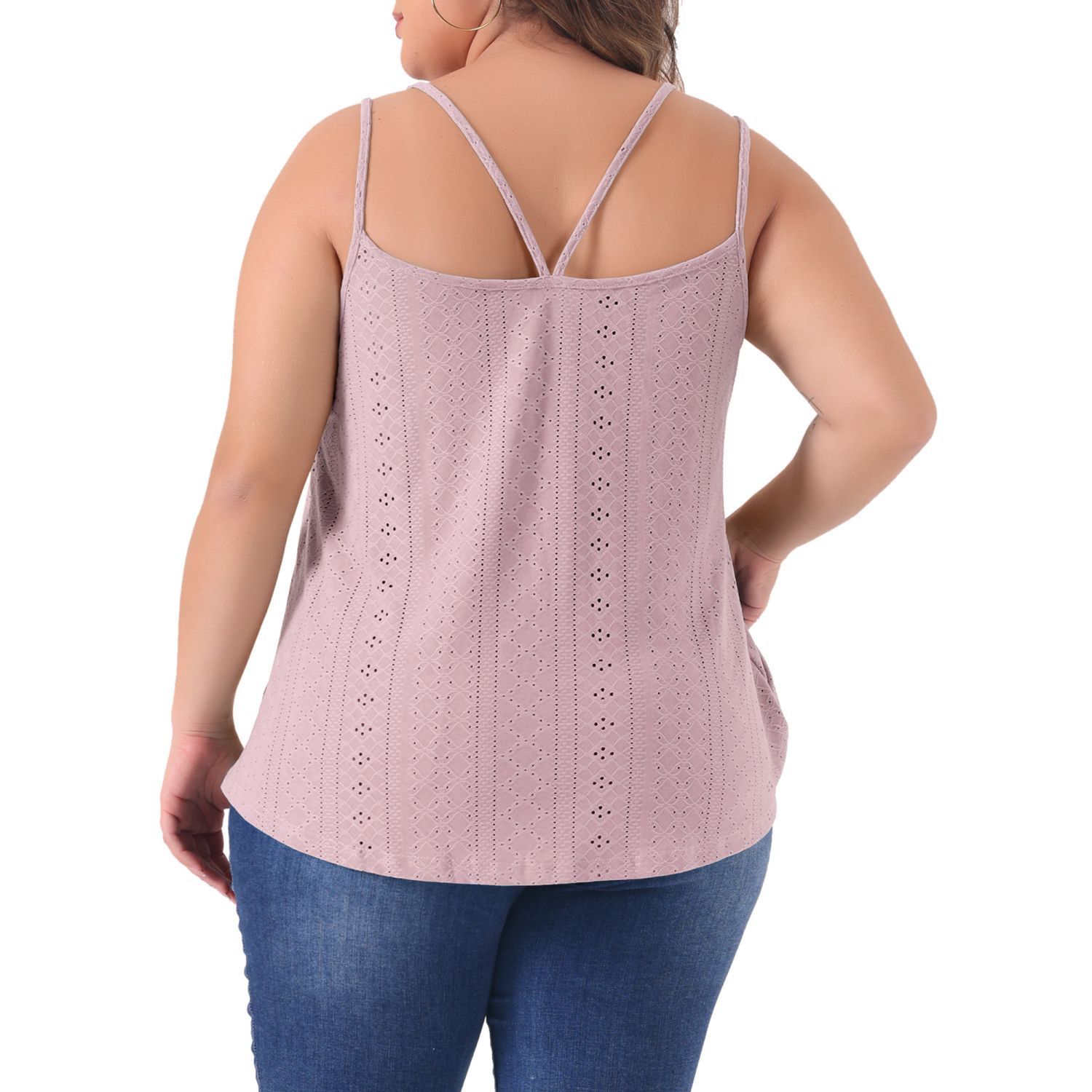 Women's Plus Size Tank Tops Eyelet Embroidery Sleeveless Spaghetti