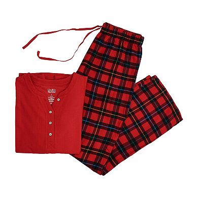 Plus Size Croft & Barrow Long Sleeve Henley Pajama Top & Flannel Pajama Pants Set