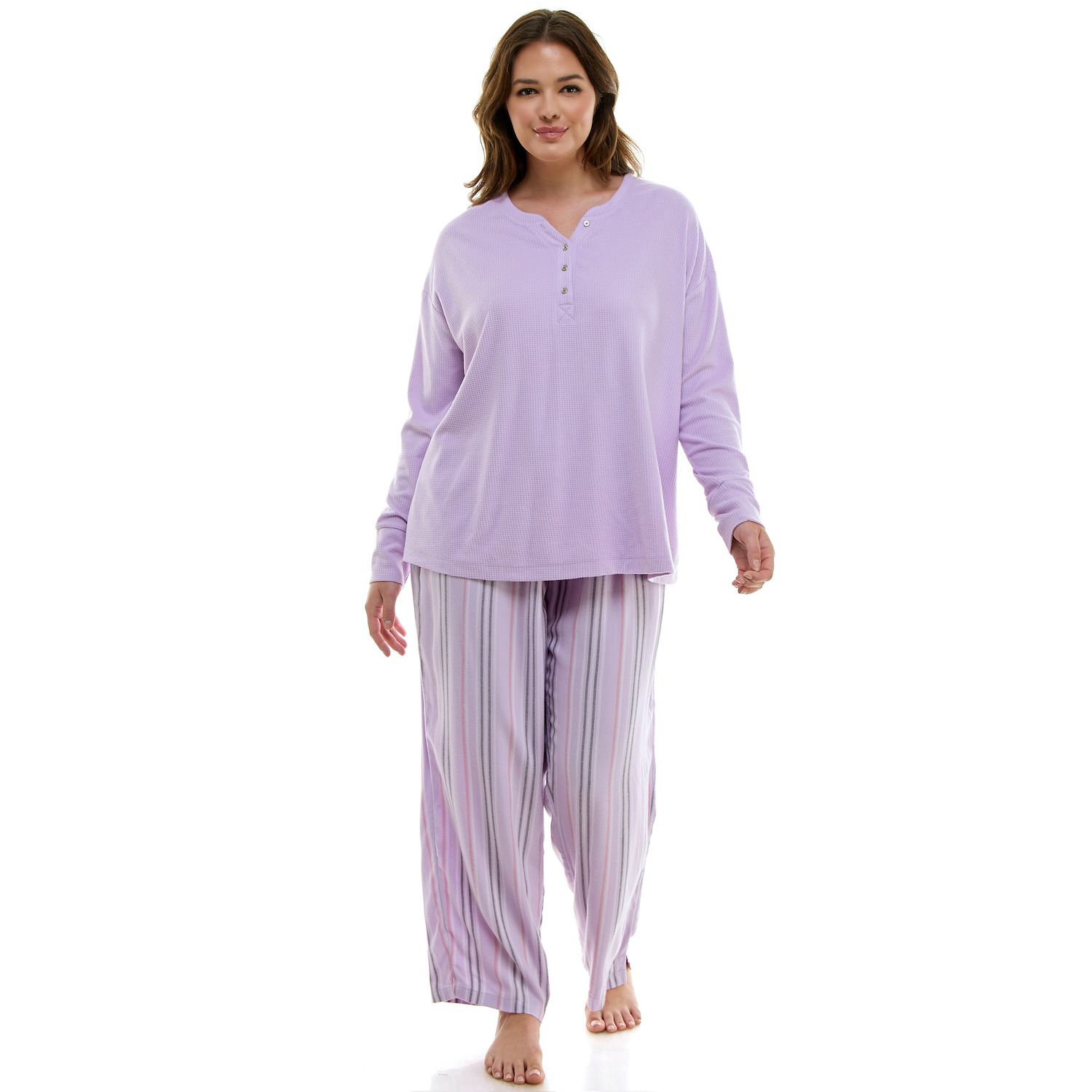 NACHILA Women's Bamboo Pajamas Set - Soft Short Sleeve Henley Top & Capri Pants Sleepwear, S-4XL - View #2