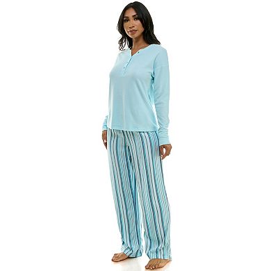 Women's Croft & Barrow® 2-pc. Long Pajama Top & Pajama Bottom Sleep Set