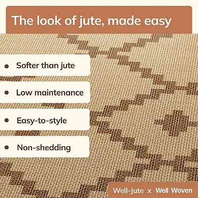 Well Woven Jute Printed Akita Flat-Pile Area Rug