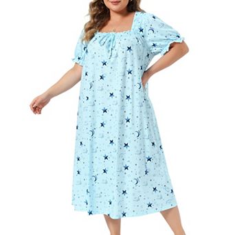 Plus Size Nightgowns for Women Cherry Sleepshirts Ruffle Princess Comfy Nightdress Pajamas Lounger