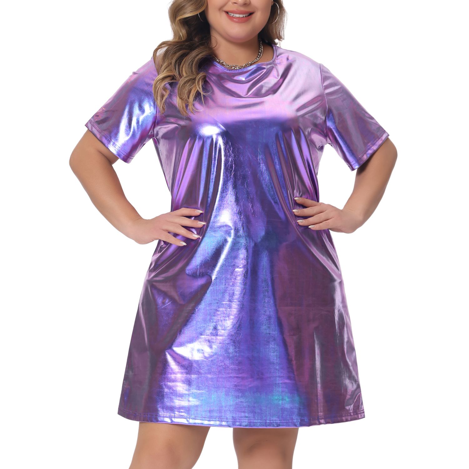 metallic t shirt dress Gold Metallic T-Shirt Dress