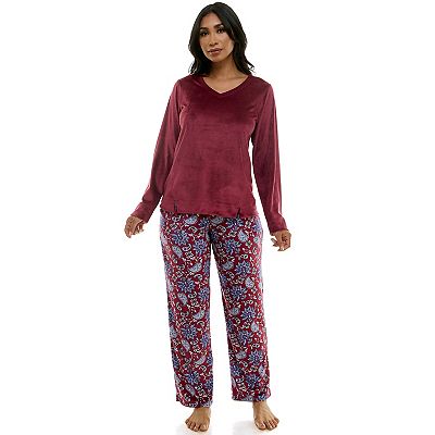 Women s Croft Barrow 2 Piece Velour Pajama Top Pajama Bottoms Set