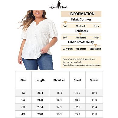 Plus Size T Shirt For Women V Neck Short Sleeve Summer Hollow Casual Tops Blouse