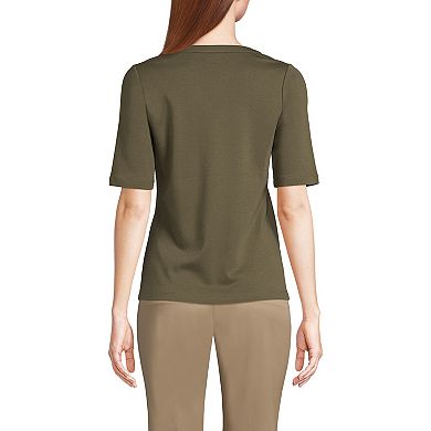 Women's Lands' End Modern Half Sleeve Splitneck Top