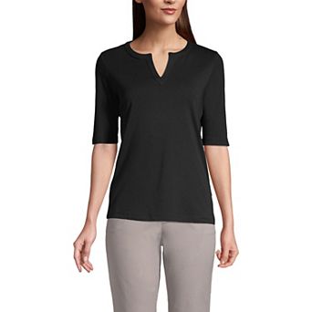 Women's Lands' End Modern Half Sleeve Splitneck Top