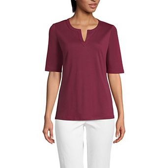 Women's Lands' End Modern Half Sleeve Splitneck Top