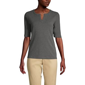 Women's Lands' End Modern Half Sleeve Splitneck Top