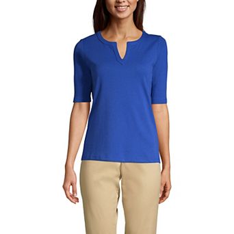 Women's Lands' End Modern Half Sleeve Splitneck Top
