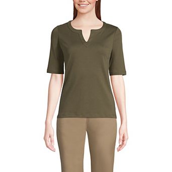 Women's Lands' End Modern Half Sleeve Splitneck Top
