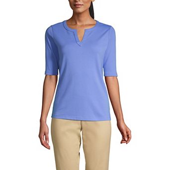 Women's Lands' End Modern Half Sleeve Splitneck Top