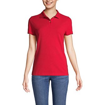 Women's Lands' End Short Sleeve Basic Mesh Polo Shirt