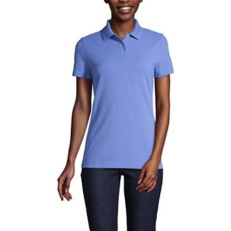 Women's Lands' End Short Sleeve Basic Mesh Polo Shirt