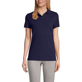 Women's Lands' End Short Sleeve Basic Mesh Polo Shirt