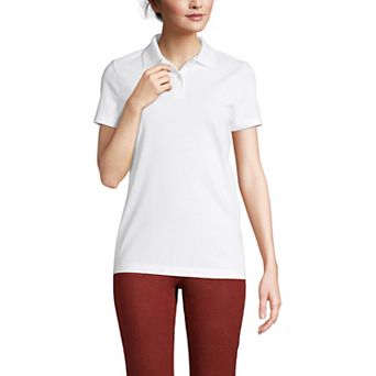 Women's Lands' End Short Sleeve Basic Mesh Polo Shirt
