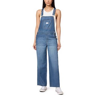 Juniors' WallFlower Relaxed Wide Leg Jean Overalls